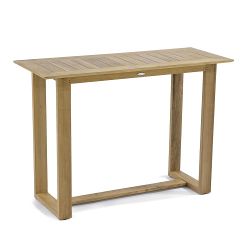 15999 Horizon Teak Bar Table in side angled view on white background