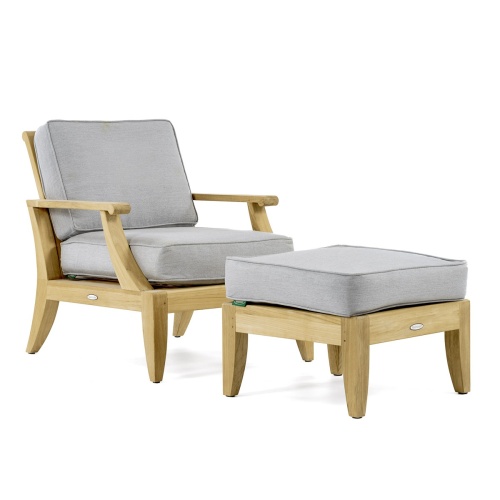 70906 Laguna Chair & Ottoman Set for 4 with cushions angled aerial view on white background