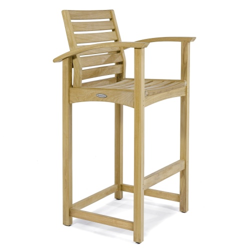 12466 Somerset Teak Bar Stool angled on white background