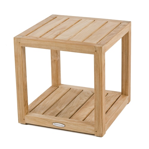 14810 Horizon Teak Side Table angled view on white background