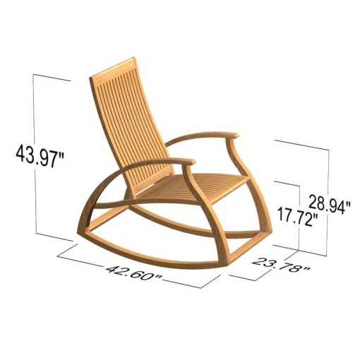 16419 Aria Teak Rocker autocad on white background