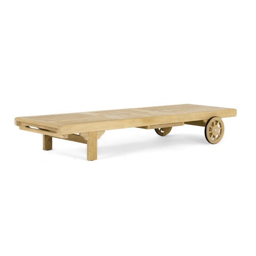 16512s Somerset teak Chaise Lounger side angled showing reclining backrest and knee area flat on white background