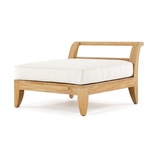 16766DP Aman Dais End Sectional in a front angled view with canvas colored cushion on a white background