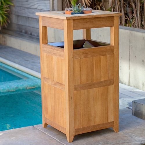 18167 palazzo three receptacle angled side view on tiled patio with pool in background