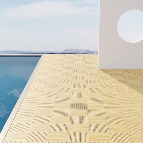 18403 Callebotise Floor Tiles in angled view showing closeup of 1 case of 4 tiles on concrete patio 
