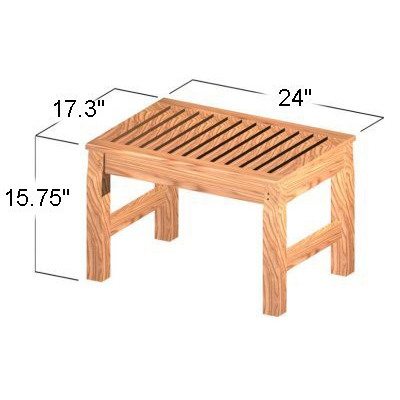 18603 Teak 24 inch long rectangular Shower Bench Seat autocad on white background