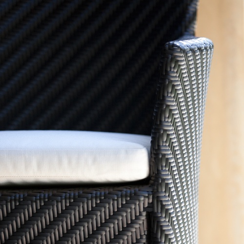 29001BKDP Valencia Black Armchair with seat cushion closeup front facing view