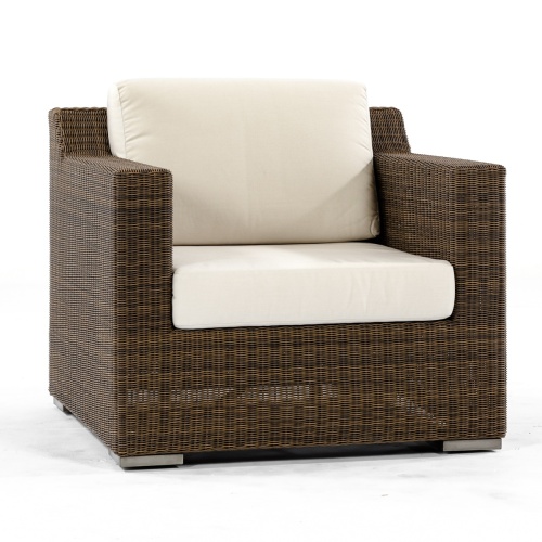 31001dp Malaga deep seat synthetic wicker armchair with cushions front facing on white background