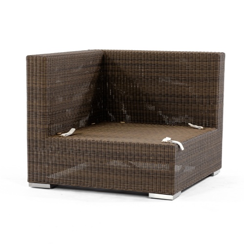 31002 malaga synthetic wicker deep seating corner sectional showing velcro cushion tabs on white background