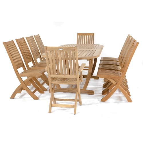 70050 Montserrat Barbuda 11 piece oval teak dining set side profile on white background