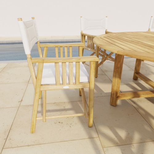 12568F Barbuda Director Chair showing right side profile on stone patio with pool in background