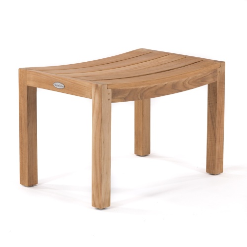 70089 Pacifica teak Spa Set teak stool angled view on white background
