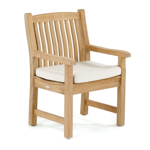 12218 Veranda Teak Armchair with optional canvas colored cushion facing right front on white background