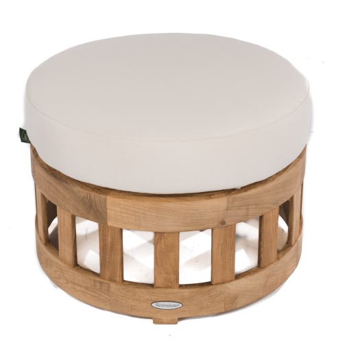 70239 Kafelonia 4 pc Lounge Set of 2 Kafelonia Club Chairs and Side Table and Ottoman Coffee Table in aerial side view on tiled patio with landscape and privacy fence in background 