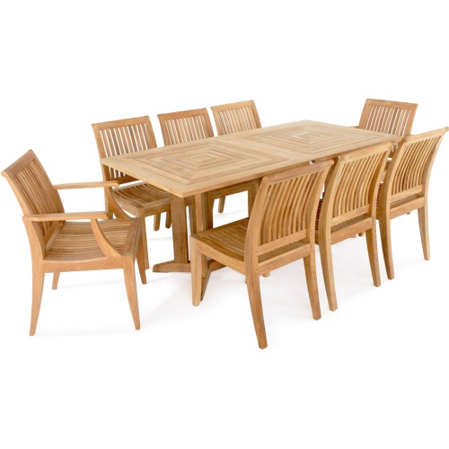 70295 Pyramid Laguna 9 piece Dining Set with optional seat cushions side view on white background