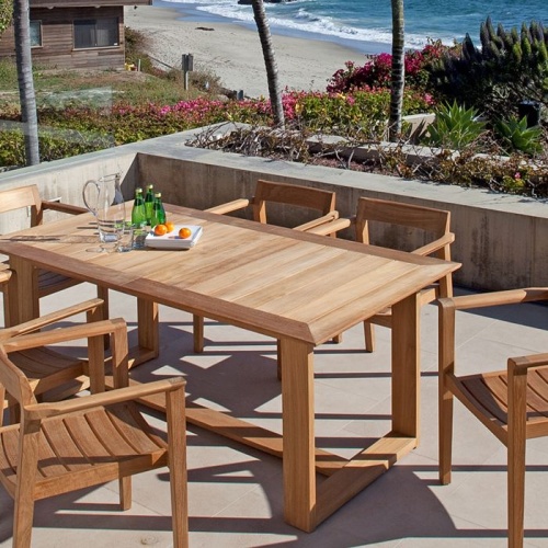 70299 Horizon teak 7 piece Dining Set AR QR Code on white background