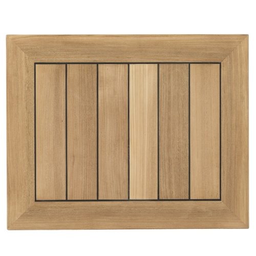 70640 Vogue teak rectangular bar table view of table top on white background 