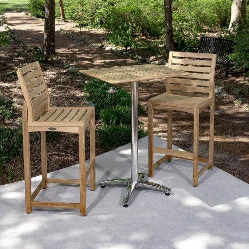 teak and stainless steel 3 piece bar set