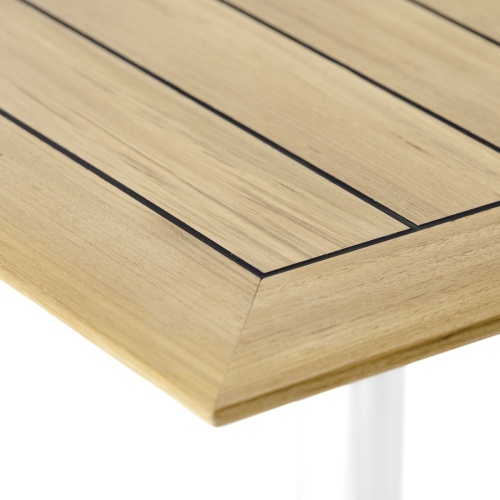 70679 Vogue 24 inch square Table showing closeup of corner of table top on white background