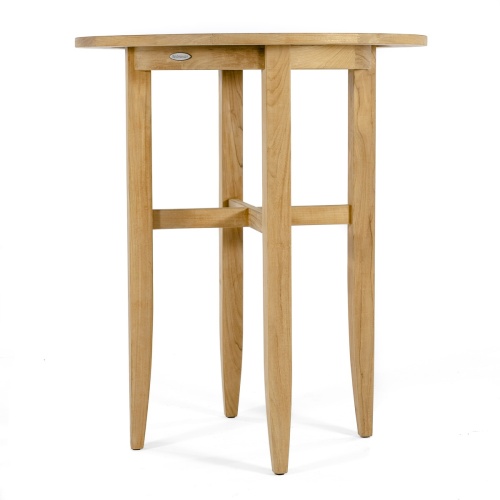 15817 Laguna 36 inch Round Teak Bar Table side profile view on white background