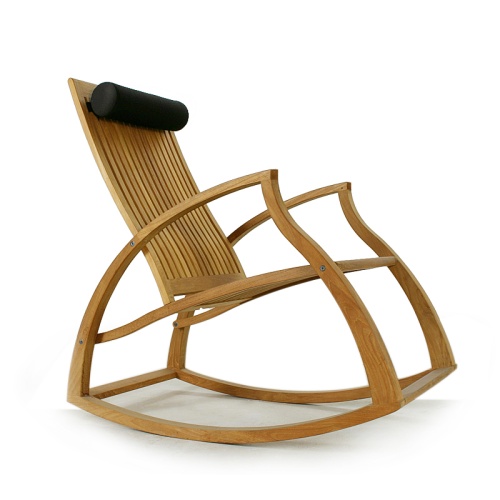 70776 aria rocker showing optional cushion and headrest left side angled on white background