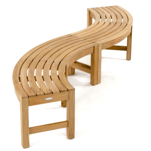 70863 Buckingham teak backless bench showing two set in an S configuration end top view on white background
