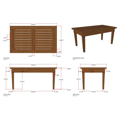  70876 Veranda Teak Coffee Table autocad on white background