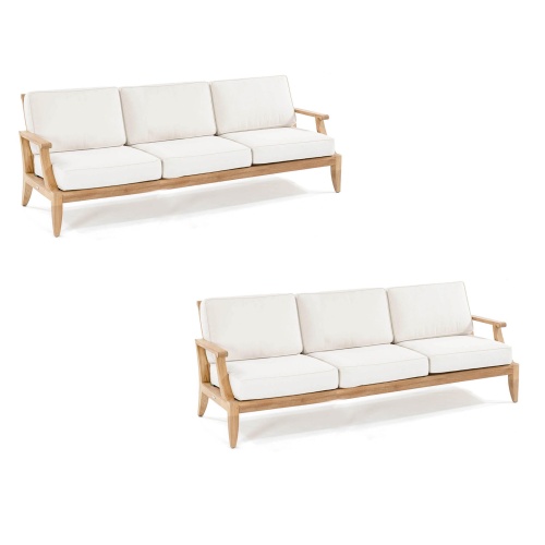 70916 Laguna Teak Sofa Set of 2 Laguna Teak Sofas in angled front view on white background