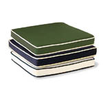 78600MTO Barbuda Ottoman Cushion showing 3 stacked on top on another in Forest Green and Navy and White colors 
