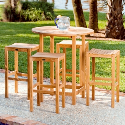 12110 somerset backless barstool with pub set on concrete stone patio with grass field and trees in background
