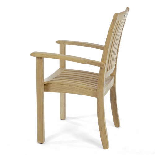 12196 Sussex teak stacking armchair with optional seat cushion left angled on white background