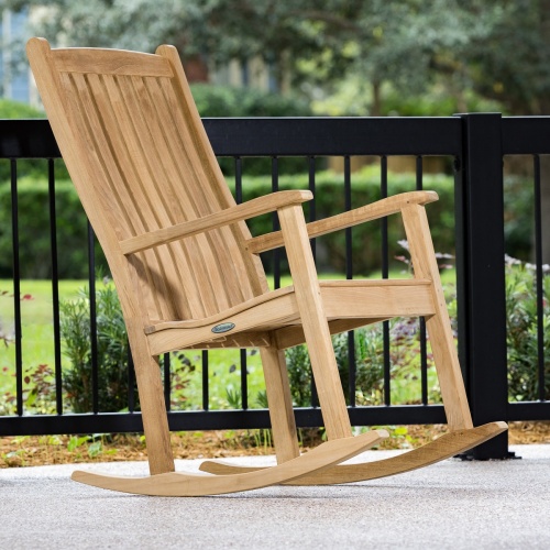 12223 Veranda Teak Rocking Chair in front view on white background