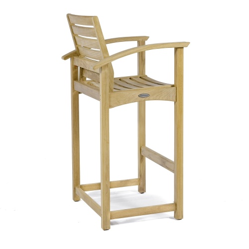 12466 Somerset Teak Bar Stool rear angled on white background