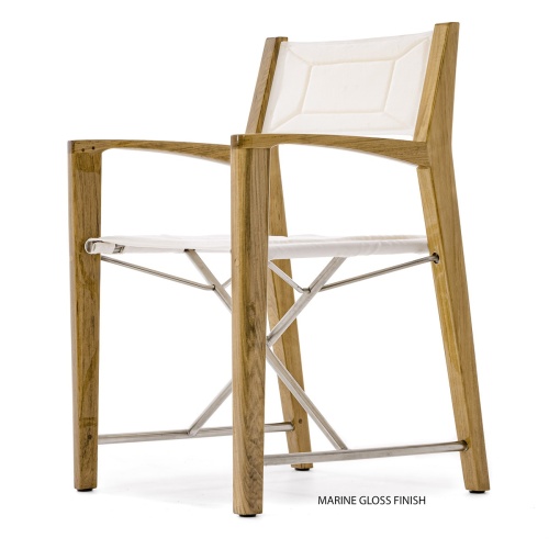 12915F Odyssey Director Chair in marine gloss finish showing closeup of back leg and seat attachment mechanism on white background