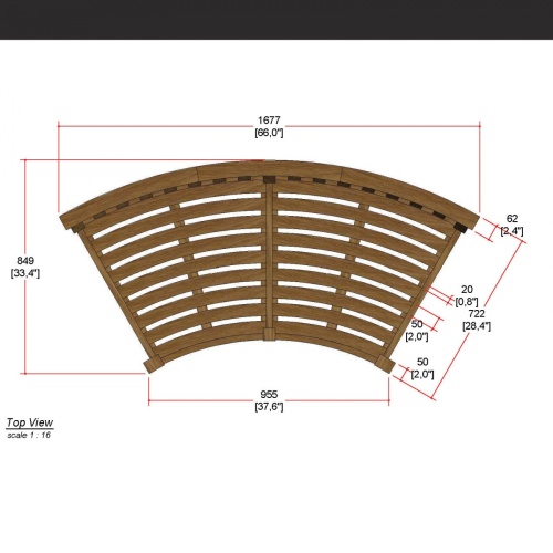 13343 Kafelonia Sofa Sectional Teak Frame Only showing autocad of sectional top view on white background
