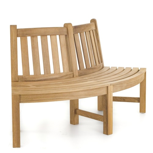 13691ST Buckingham Teak Tree Hugger Bench on grass field around a tree