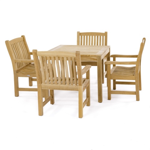 70425 Veranda 5pc Square Teak Dining Set on white background