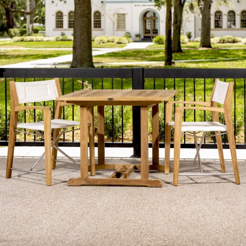 square teakwood table and chair conversational patio set