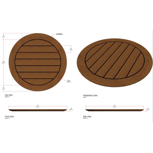 15852 Vogue 30 inch Round Table Top autocad on white background
