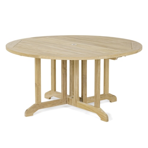15867 Barbuda 5 Foot Folding Round Table in angled side view on white background