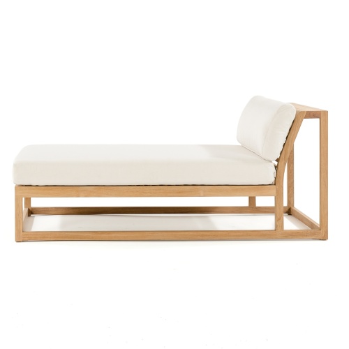16800DP Maya teak chaise daybed with Natte Chine colored cushion in angled back view on white background