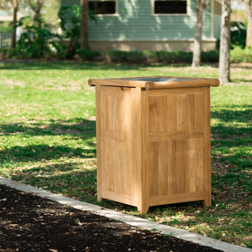 Teak Outdoor Trash Bins