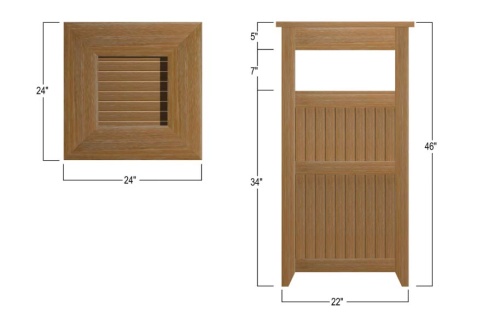 18167HM Palazzo III teak Hamper autocad on white background