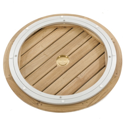 18700 teak lazy susan showing bottom view on white background