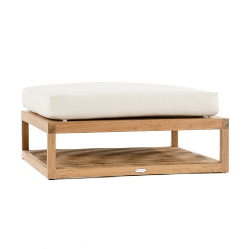 18800 maya teak coffee table ottoman with cushion side angled view on white background