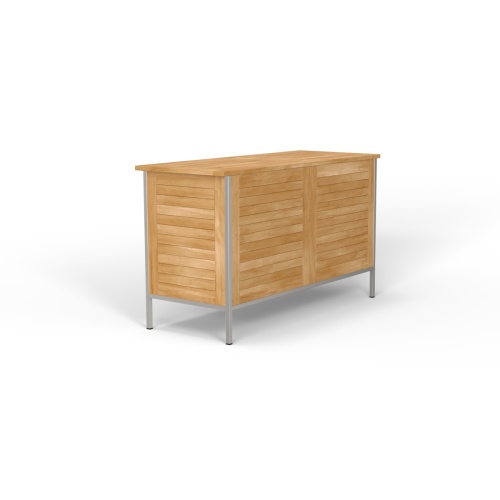 28226 Vogue Teak and Stainless Steel Beverage Console in angled front view on white background