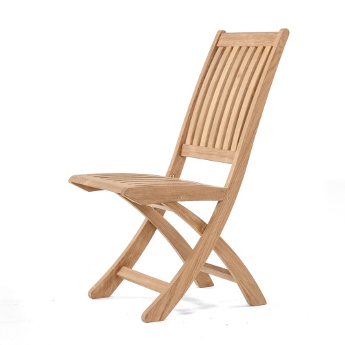 70036 Barbuda teak folding side chair angled view on white background