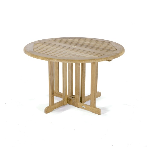 15623S Barbuda 4 ft round Dining Table in side angled view on white background