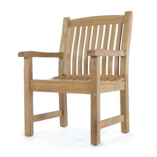 70159 Hyatt Veranda teak dining armchair front facing angled right on white background
