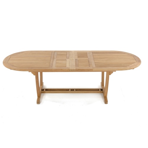 15504 Montserrat Teak Table in angled side view on white background